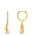 Hinged hoop Silver Zirconia 18 Stones Yellow Gold plated