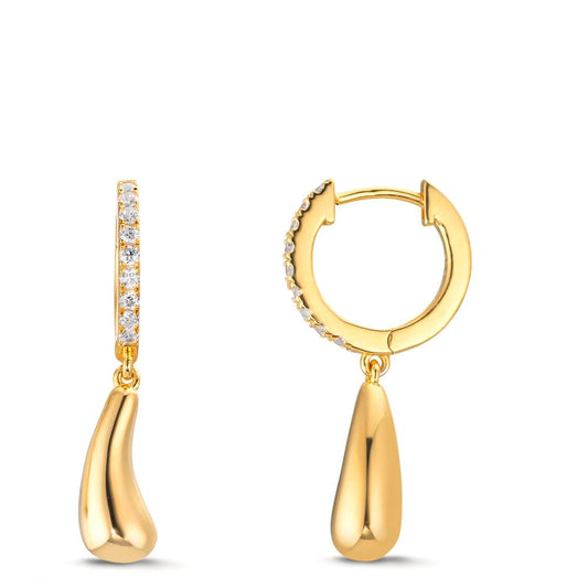 Hinged hoop Silver Zirconia 18 Stones Yellow Gold plated