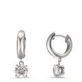 Hinged hoop Silver Zirconia 2 Stones, 6 mm Rhodium plated