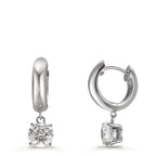 Hinged hoop Silver Zirconia 2 Stones, 6 mm Rhodium plated