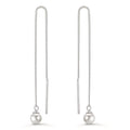 Threader Earrings Silver Rhodium plated Shining pearls, 2 Pearls, 5 mm
