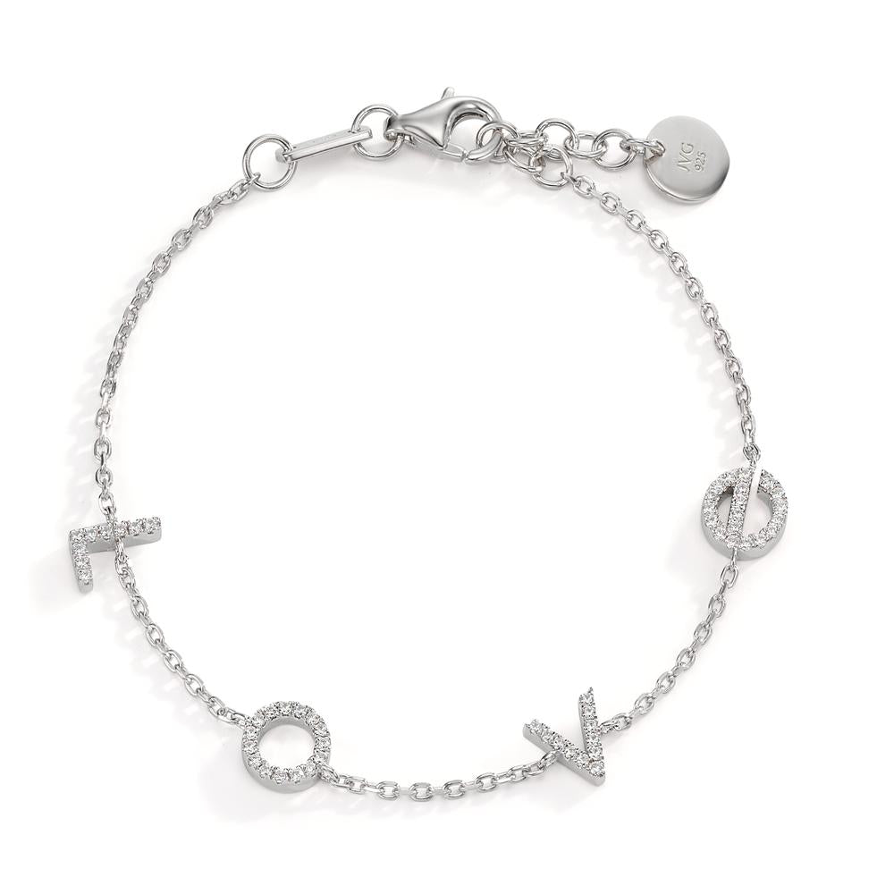 Bracelet Silver Zirconia Rhodium plated 16-18 cm