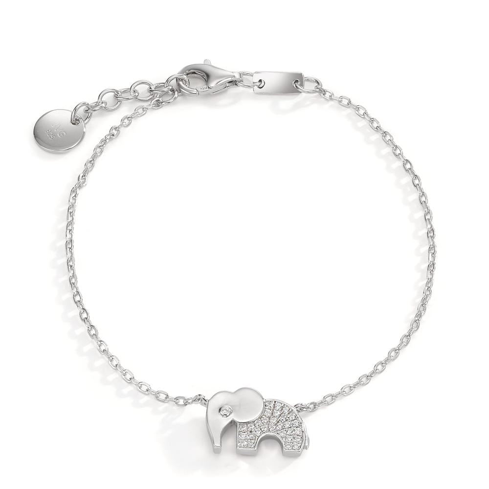 Bracelet Silver Zirconia Rhodium plated Elephant
