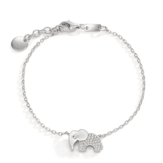 Bracelet Silver Zirconia Rhodium plated Elephant 16-18 cm