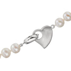 Necklace Silver Rhodium plated Freshwater pearl 6-7 mm Heart 45 cm