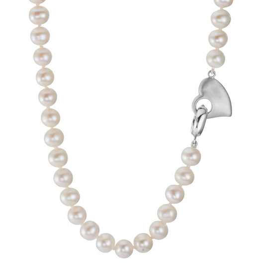 Necklace Silver Rhodium plated Freshwater pearl 6-7 mm Heart 42 cm