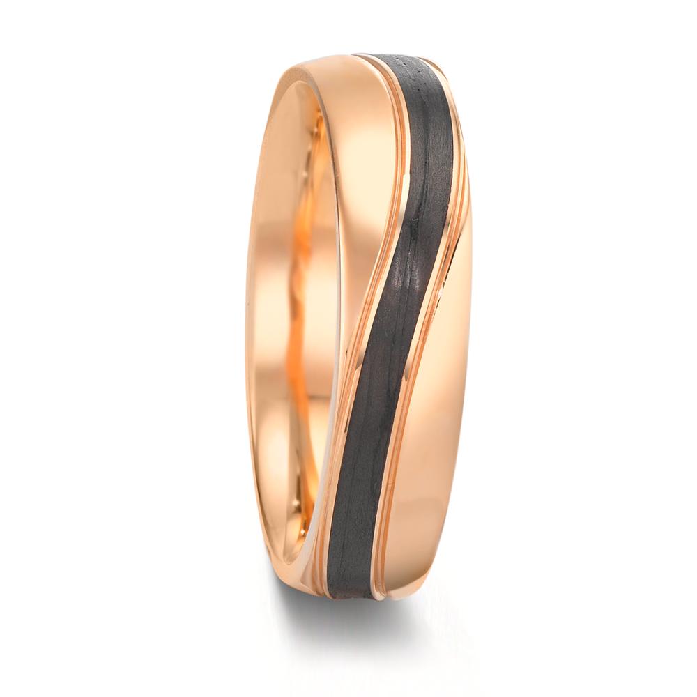 Wedding Ring 14k Rose Gold, Carbon