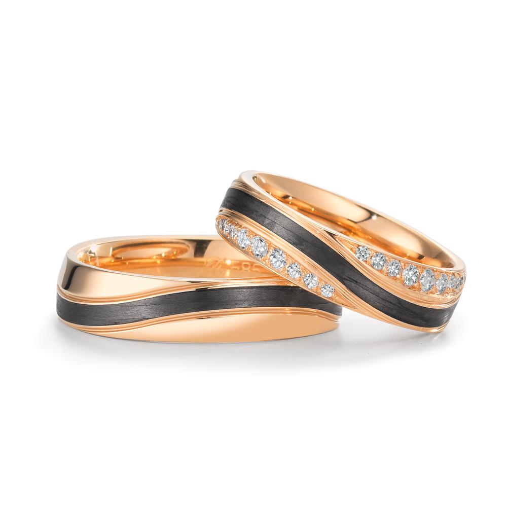 Wedding Ring 14k Rose Gold, Carbon