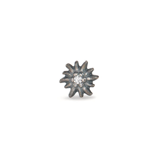 Single stud earring Silver Patinated Edelweiss Ø7 mm