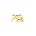 Single stud earring Silver Yellow Gold plated Cow
