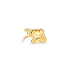 Single stud earring Silver Yellow Gold plated Cow