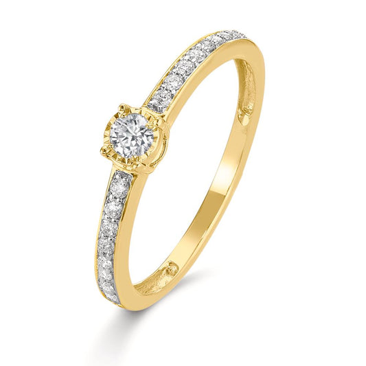 Solitaire ring 9k Yellow Gold Diamond 0.20 ct, 19 Stones, w-si
