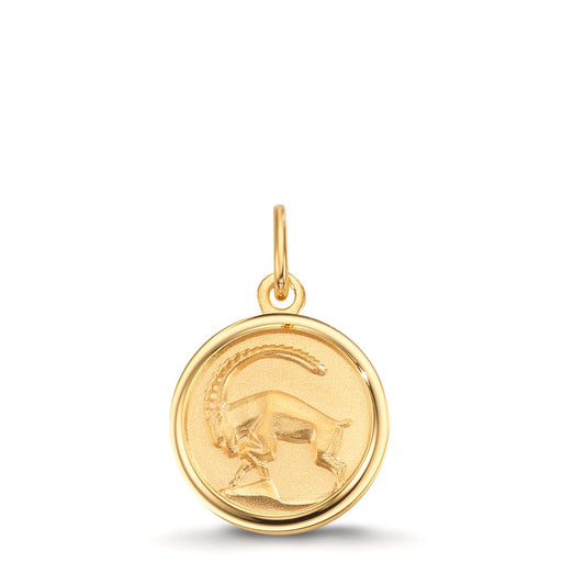Engravable pendant 9k Yellow Gold Zodiac Sign Capricorn Ø12 mm