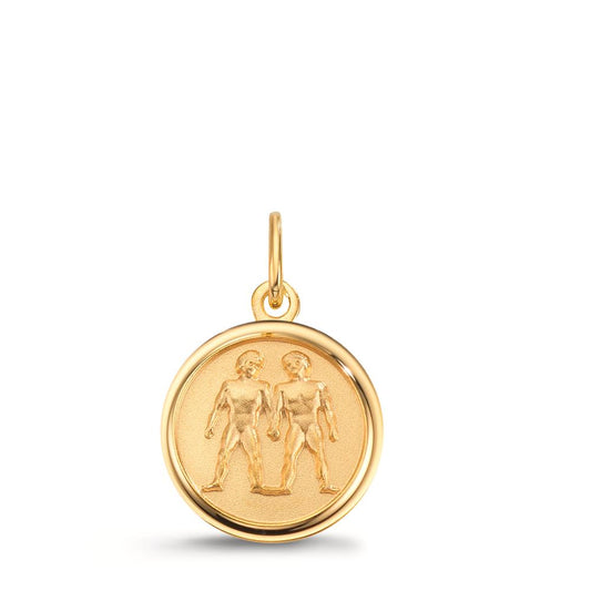 Engravable pendant 9k Yellow Gold Zodiac Sign Gemini Ø12 mm