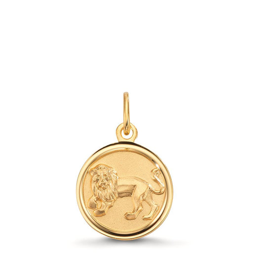 Engravable pendant 9k Yellow Gold Zodiac Sign Leo Ø12 mm