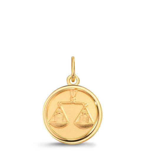 Engravable pendant 9k Yellow Gold Zodiac Sign Libra Ø12 mm