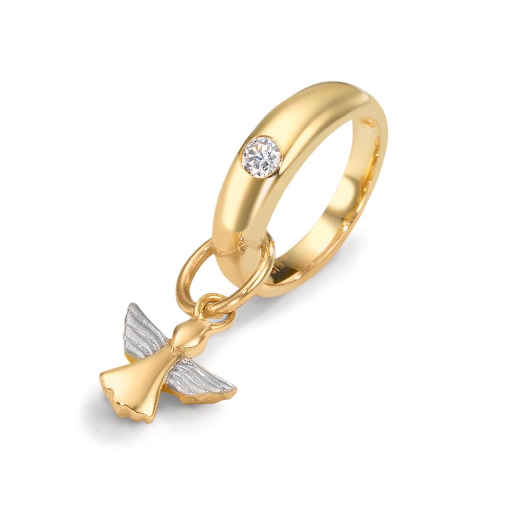 Christening ring 9k Yellow Gold Zirconia Bicolor Guardian Angel Ø11 mm