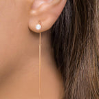 Threader Earrings 18k Red Gold Akoya pearls, 2 Pearls 6-6.5 mm
