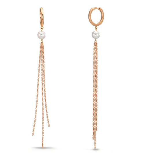 Hinged hoop 18k Red Gold Freshwater pearl, 2 Pearls