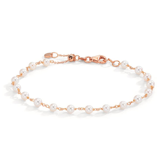 Bracelet 18k Red Gold Freshwater pearl, 18 Pearls, 3.5 mm