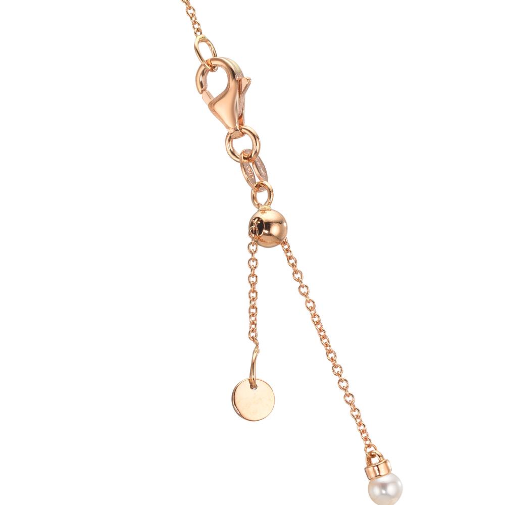 Necklace 18k Red Gold Synthetic Emerald Freshwater pearl, 3.5 mm Heart 40-44 cm