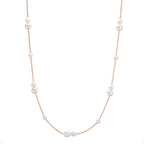 Necklace 18k Red Gold Freshwater pearl, 23 Pearls 3-5 mm 41.5-44 cm