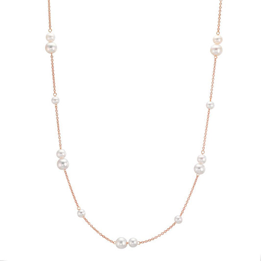 Necklace 18k Red Gold Freshwater pearl, 23 Pearls 3-5 mm 41.5-44 cm