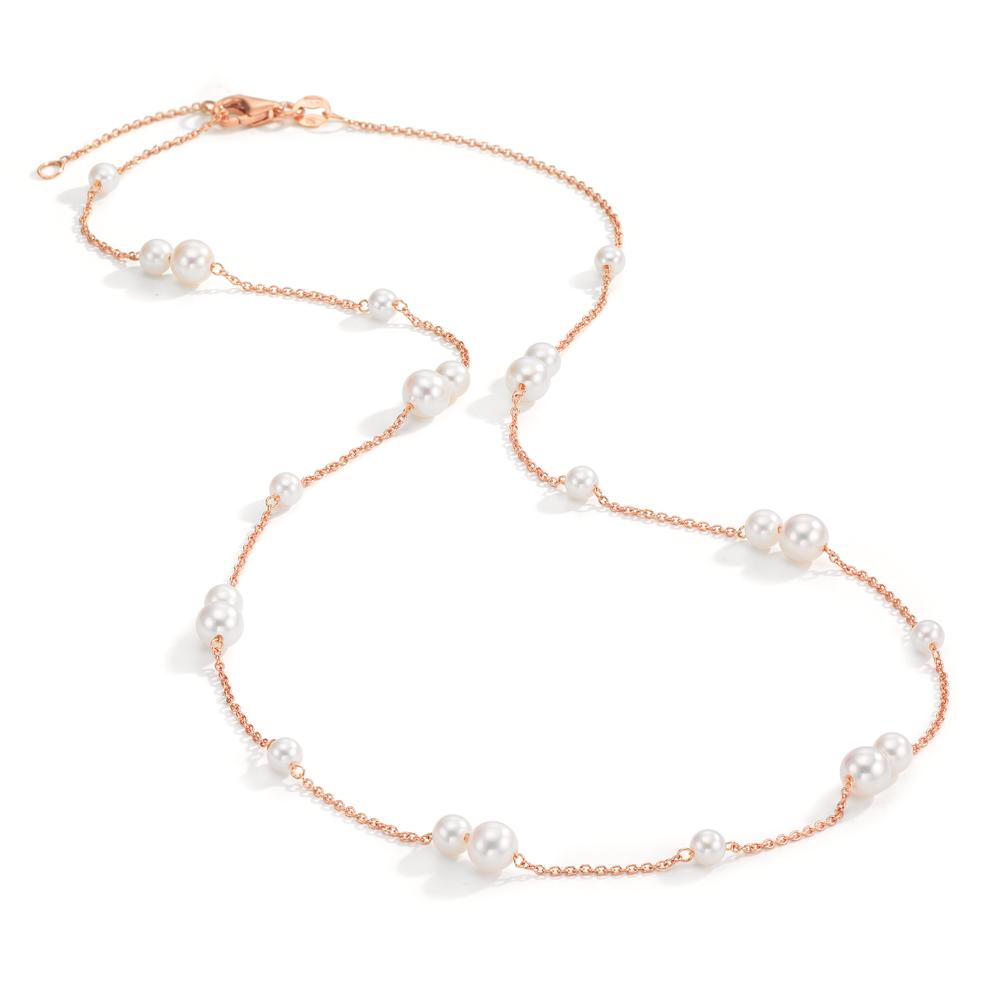 Necklace 18k Red Gold Freshwater pearl, 23 Pearls 3-5 mm 41.5-44 cm