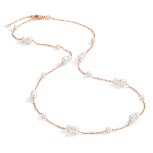 Necklace 18k Red Gold Freshwater pearl, 23 Pearls 3-5 mm 41.5-44 cm