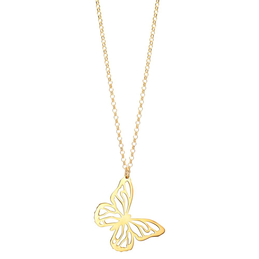 Necklace Silver Yellow Gold plated Butterfly 40-44 cm