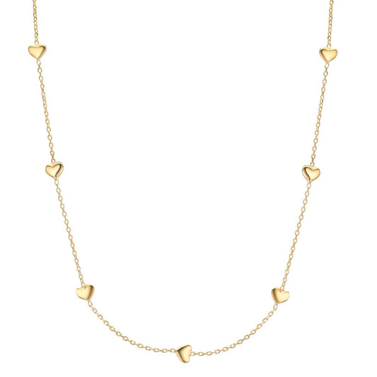 Necklace Silver Yellow Gold plated Heart 40-44 cm
