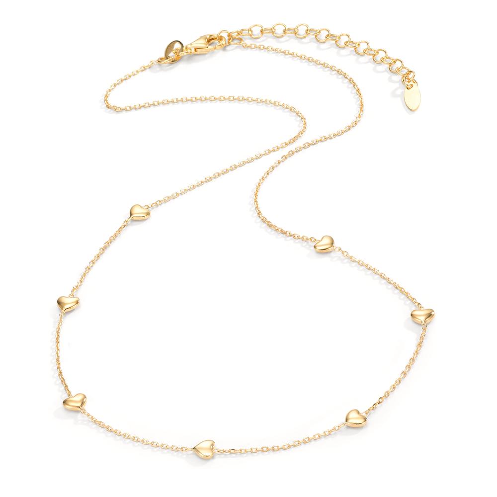Necklace Silver Yellow Gold plated Heart 40-44 cm