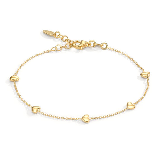 Bracelet Silver Yellow Gold plated Heart 17-19 cm
