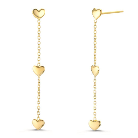 Drop Earrings Silver Yellow Gold plated Heart