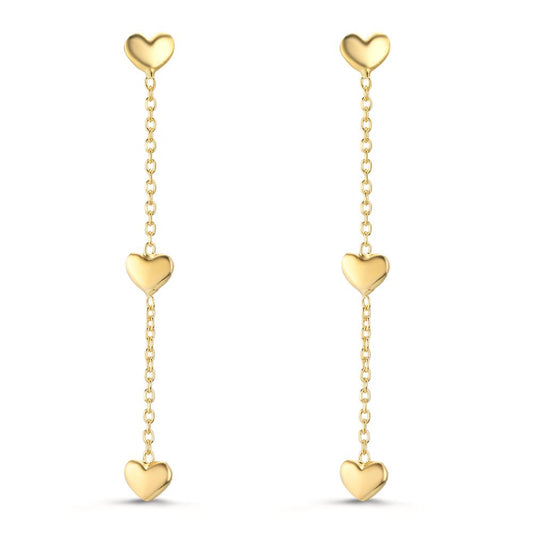 Drop Earrings Silver Yellow Gold plated Heart