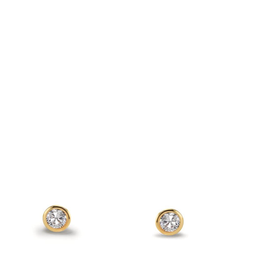 Stud earrings 9k Yellow Gold Zirconia 2 Stones Ø2.9 mm