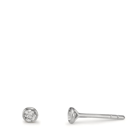 Stud earrings 9k White Gold Zirconia 2 Stones Ø2.9 mm