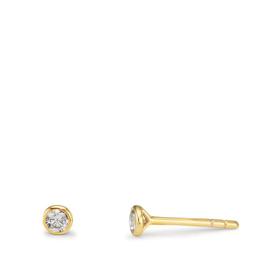 Stud earrings 9k Yellow Gold Zirconia 2 Stones Ø3.2 mm