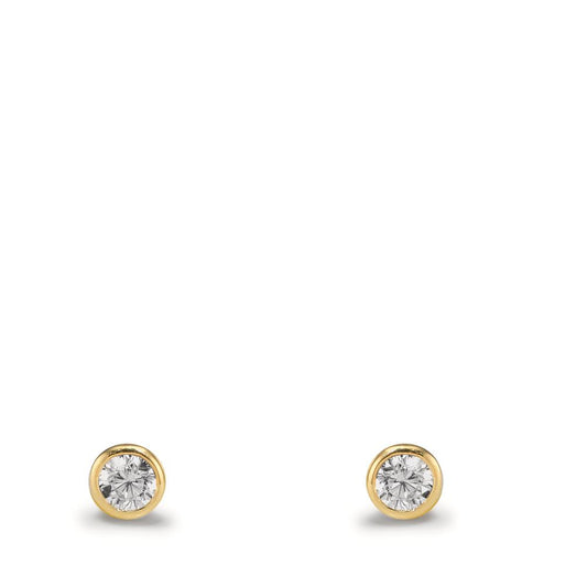 Stud earrings 9k Yellow Gold Zirconia 2 Stones Ø3.5 mm
