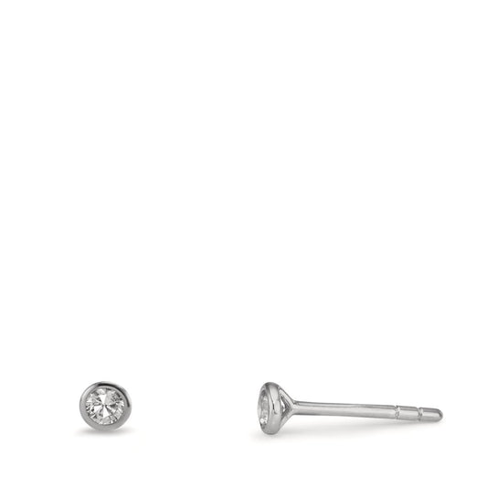 Stud earrings 9k White Gold Zirconia 2 Stones Ø3.5 mm