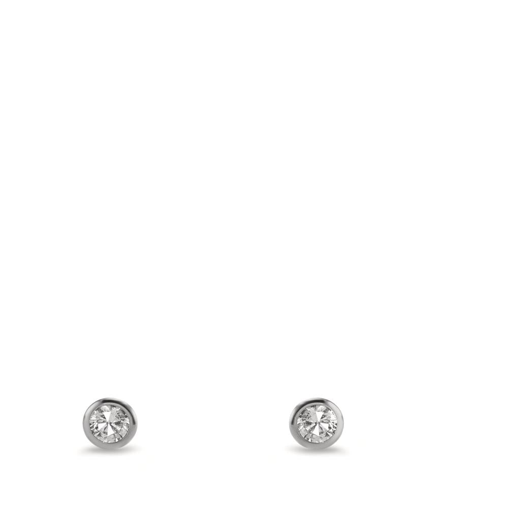 Stud earrings 9k White Gold Zirconia 2 Stones Ø3.5 mm