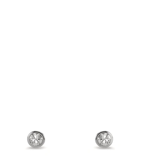 Stud earrings 9k White Gold Zirconia 2 Stones Ø3.5 mm