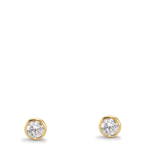 Stud earrings 9k Yellow Gold Zirconia 2 Stones Ø3.8 mm
