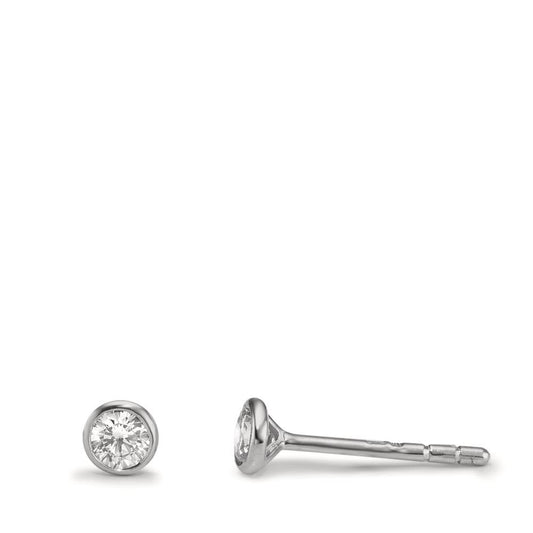 Stud earrings 9k White Gold Zirconia 2 Stones Ø3.8 mm