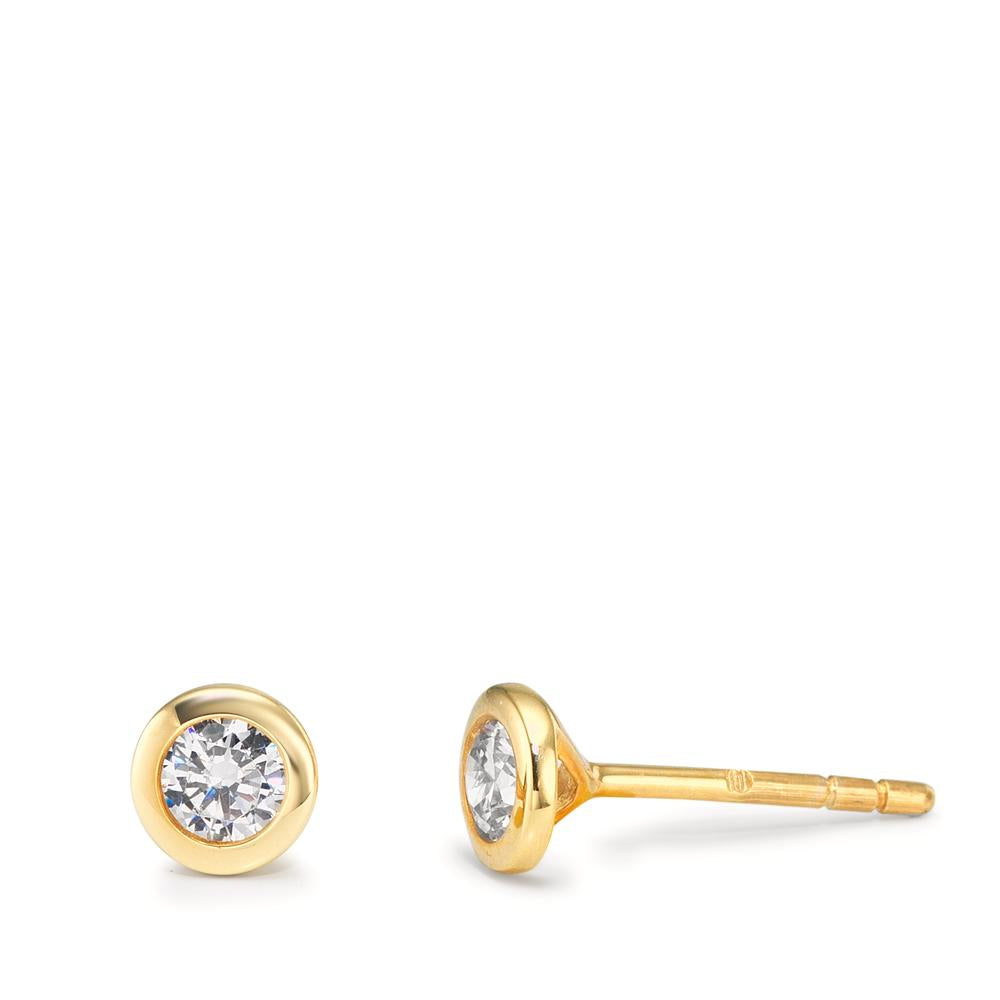 Stud earrings 9k Yellow Gold Zirconia 2 Stones Ø5 mm