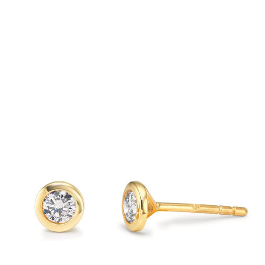 Stud earrings 9k Yellow Gold Zirconia 2 Stones Ø5 mm