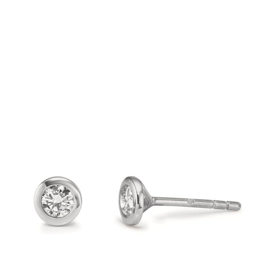 Stud earrings 9k White Gold Zirconia 2 Stones Ø5 mm