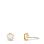 Stud earrings 18k Yellow Gold Mother of pearl Flower Ø4 mm