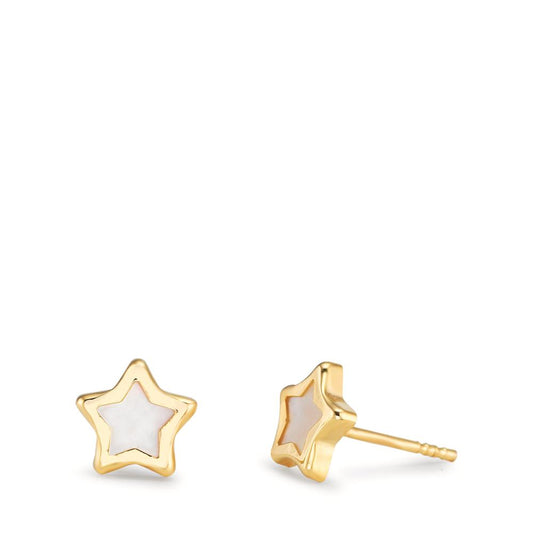 Stud earrings 18k Yellow Gold Mother of pearl Star Ø5 mm