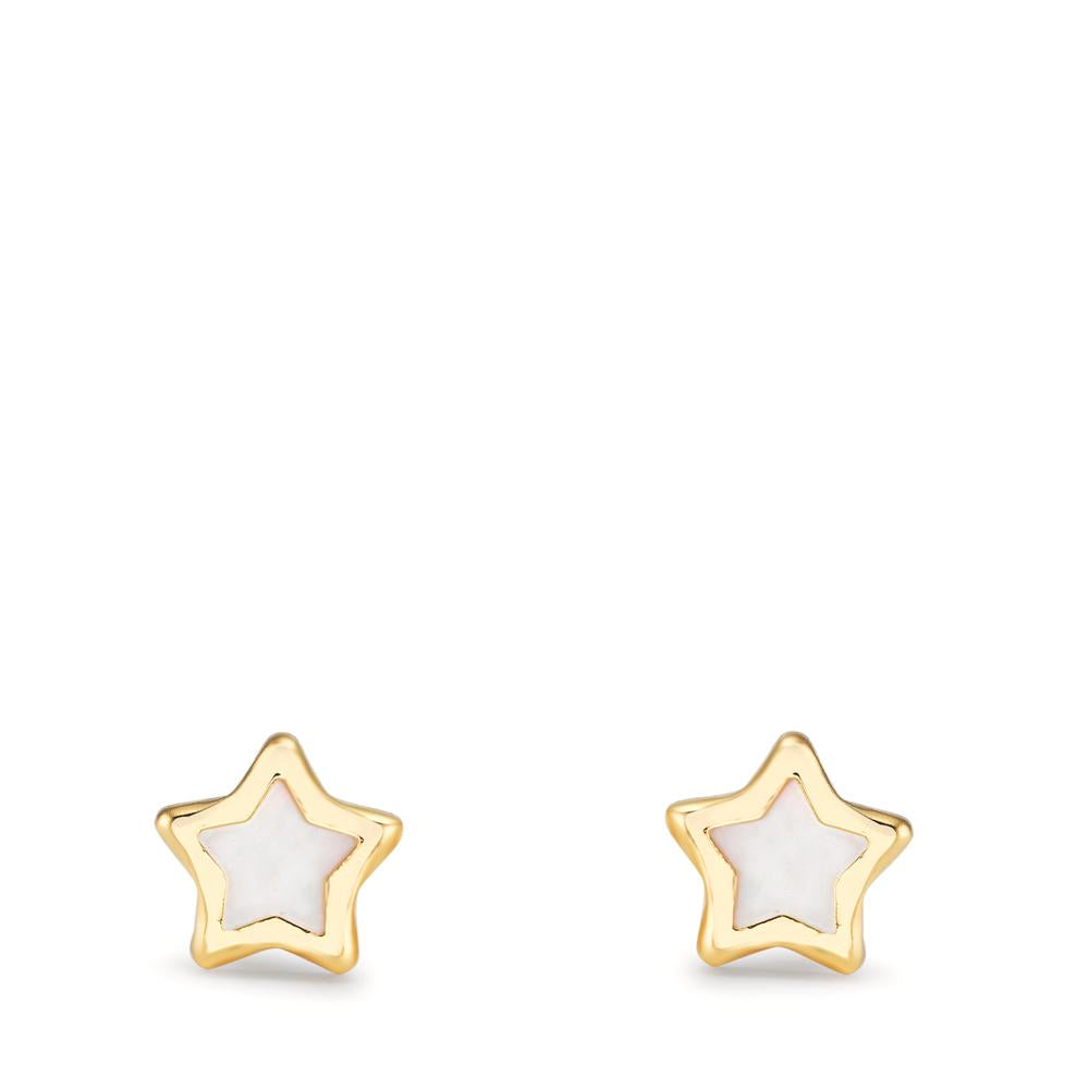 Stud earrings 18k Yellow Gold Mother of pearl Star Ø5 mm